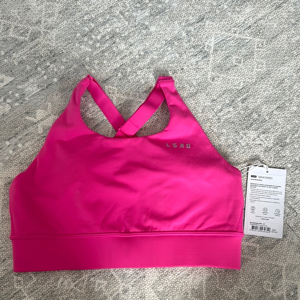 LSKD Pink Sports Bra for Medium Support